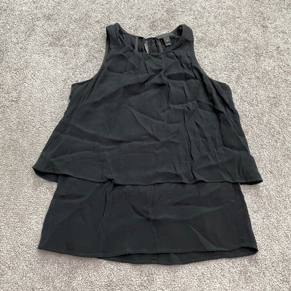 J.Crew Halter Tank Top Blouse Womens 00 Solid Black Sleeveless Layered Casual